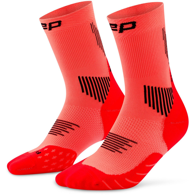 CEP Core Run Socks Mid Cut 5.0, běžecké ponožky pánské, neon