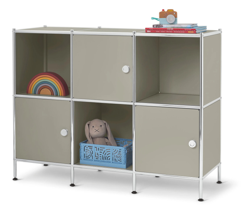 Kovová odkládací skříňka »CN3 Kids« se 3 dvířky, světle šedá