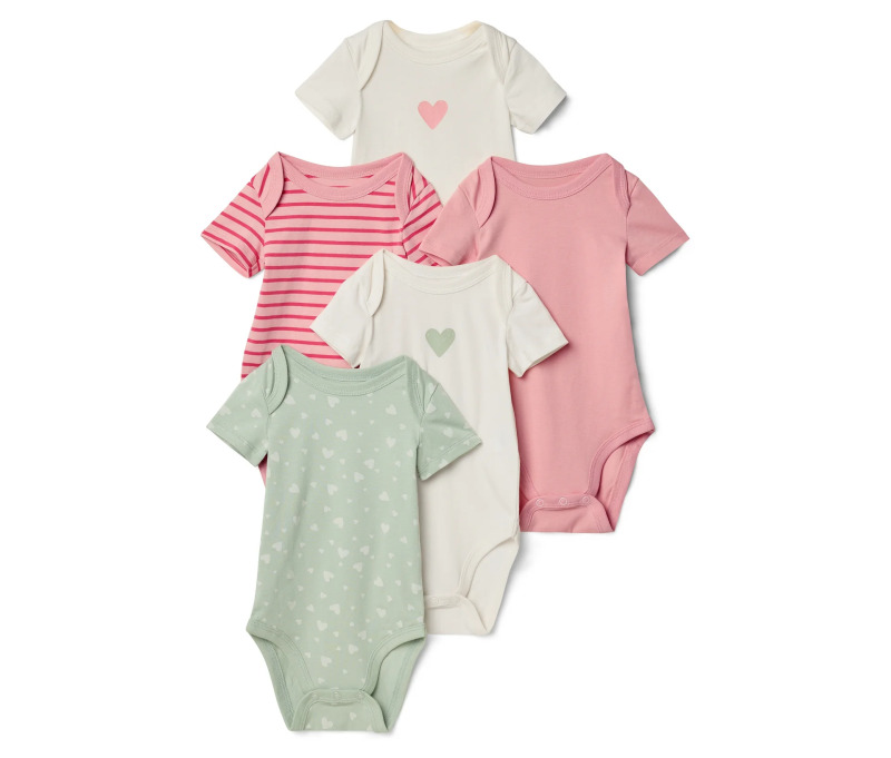 Rostoucí body pro miminka, 5 ks, srdíčka