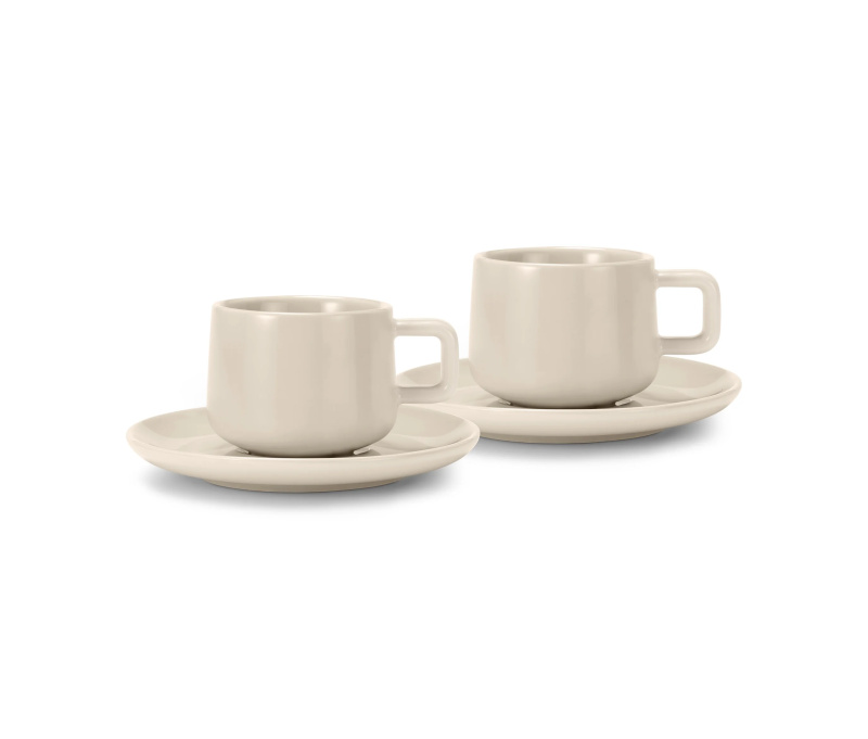 2 šálky na espresso s podšálky, béžová