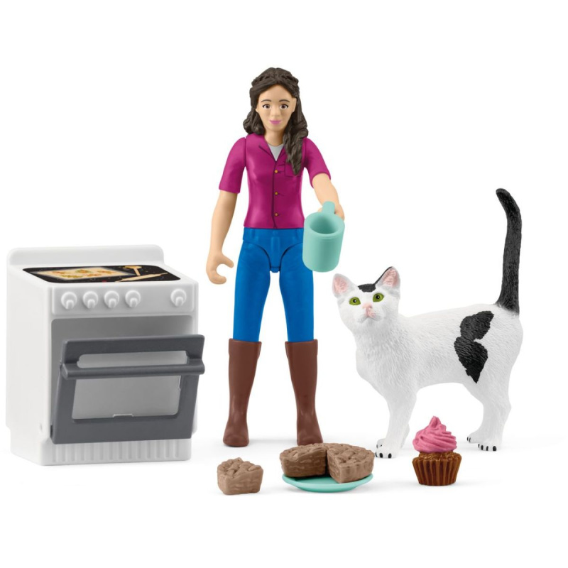 Schleich 81470 pekařka s kočkou a příslušenstvím