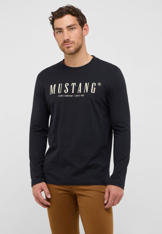 Pánské tričko MUSTANG dlohý rukáv černé - XL