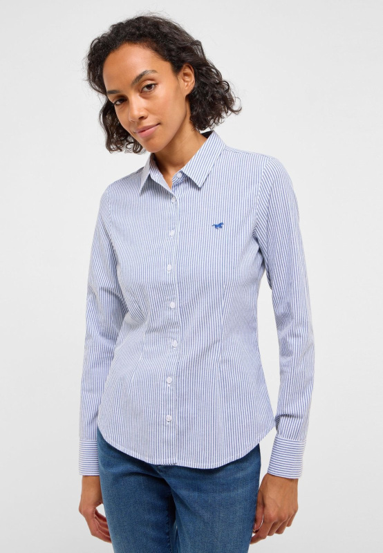 Dámská košile MUSTANG dlouhý rukáv modro-bílá - 38