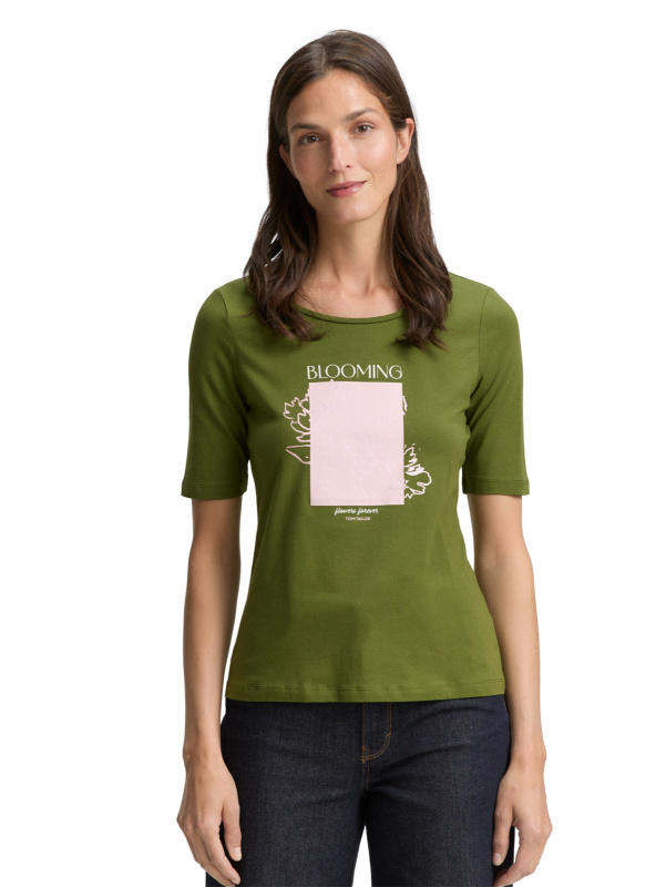 Dámské tričko TOM TAILOR zelené - XL