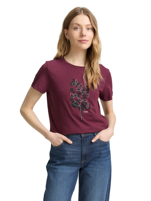Dámské tričko k.r. TOM TAILOR červené - XL