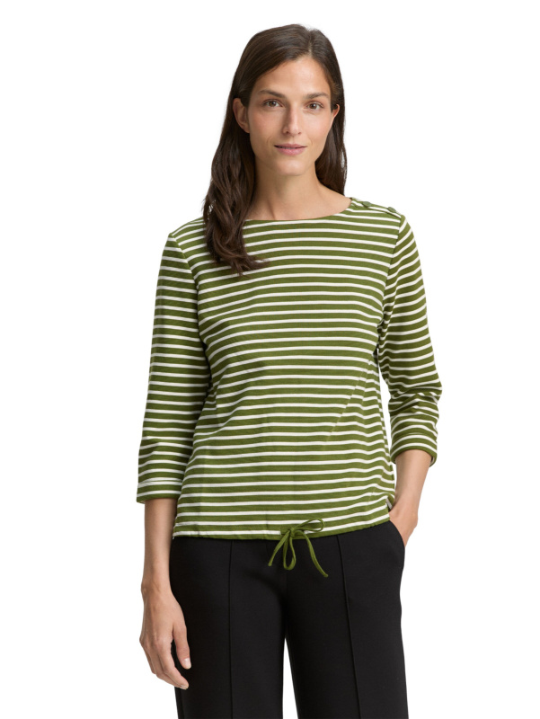 Dámská halenka TOM TAILOR s dlouhým rukávem zeleno-bílá - M