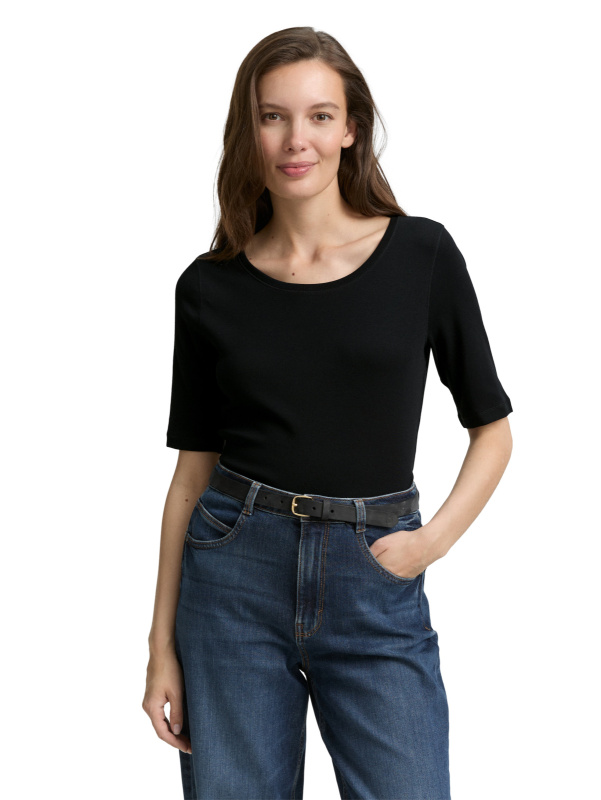 Dámské tričko k.r. TOM TAILOR černé - XL