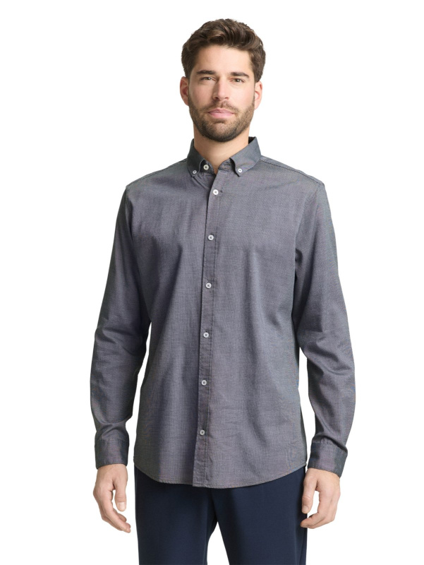 Pánská košile TOM TAILOR dlouhý rukáv modrá - 3XL