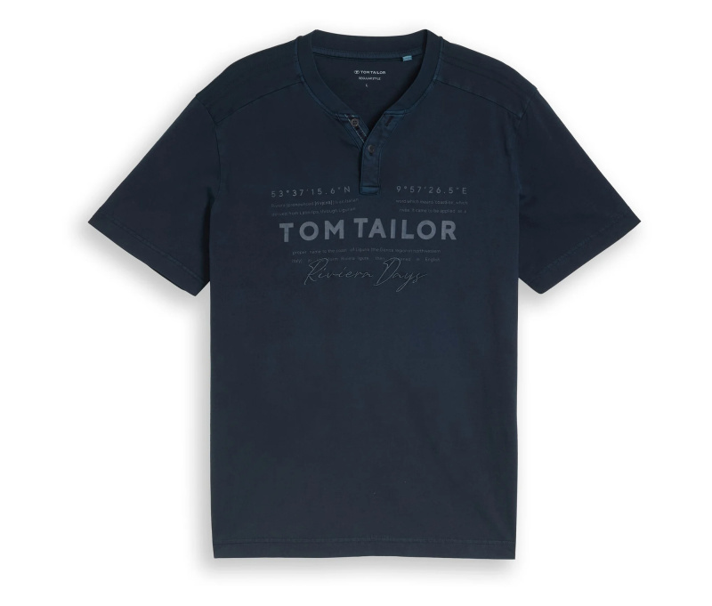 Tričko s potiskem loga Tom Tailor Serafino, sky captain blue