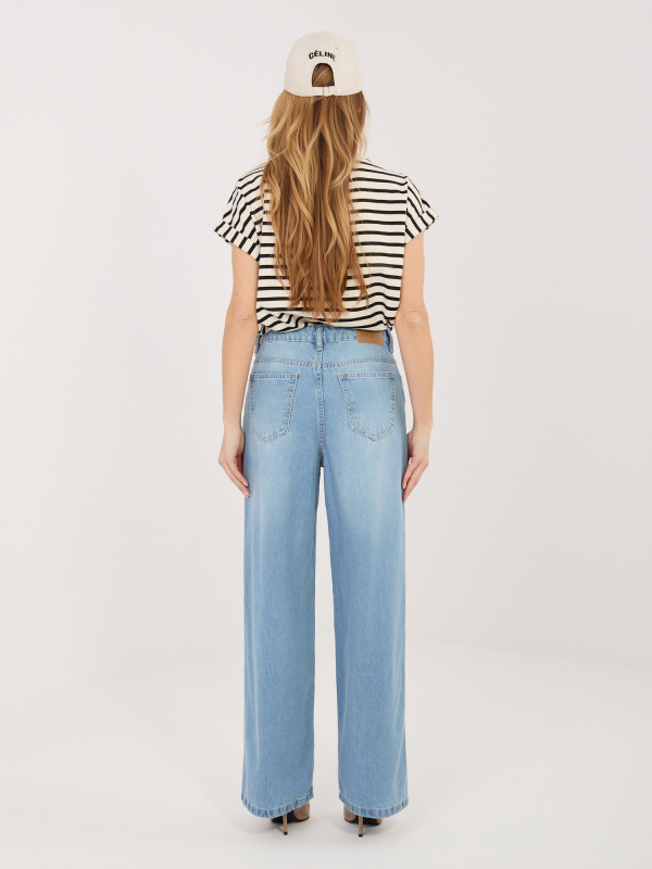 Modré široké džíny s vázáním