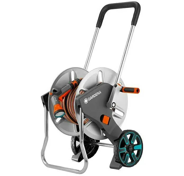 Kovový vozík na hadici Gardena AquaRoll M / 30 m / šedá Varianta: ivi1
