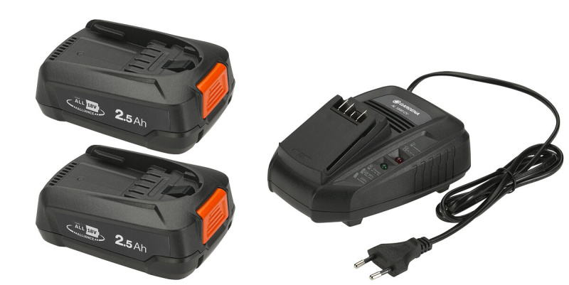 GARDENA Germany GARDENA P4A2 x PBA 18V/45 + AL 189930 CV - startovací sada (nabíječka + 2x akumulátor 2,5 Ah)