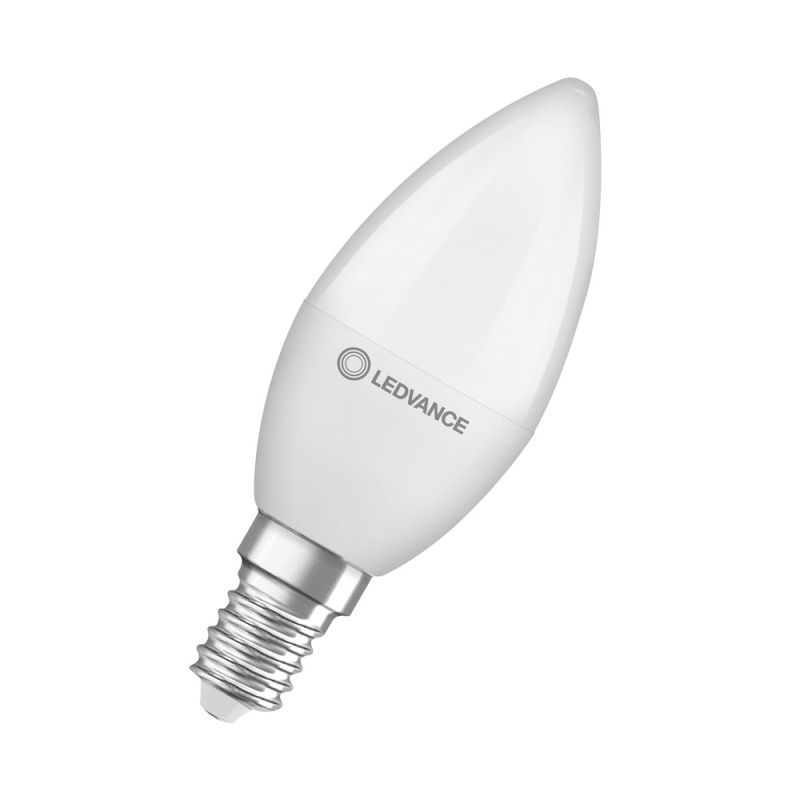 LED žárovka svíčka LEDVANCE LED CLB40 4.9W 827 FR E14 P, matná