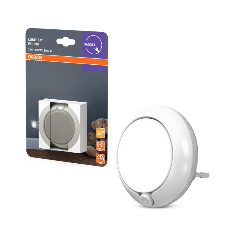 Osram LED noční světlo do zásuvky Lunetta ROUND White 0,3W 3lm 3000K