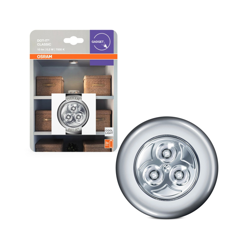 Osram Dotykové LED osvětlení DOT-it Classic 0,23W 7000K, stříbrná, pr. 6,8 cm