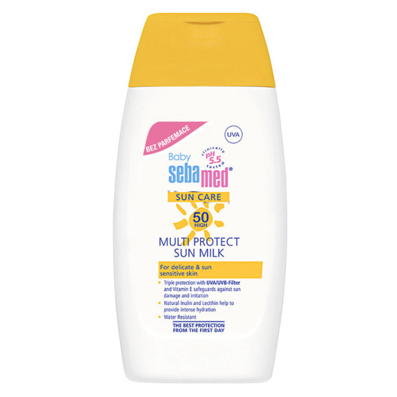 Sebamed Sun Care Baby Multi Protect Sun Milk ochranné opalovací mléko pro děti SPF 50+ bez parfemace 200 ml