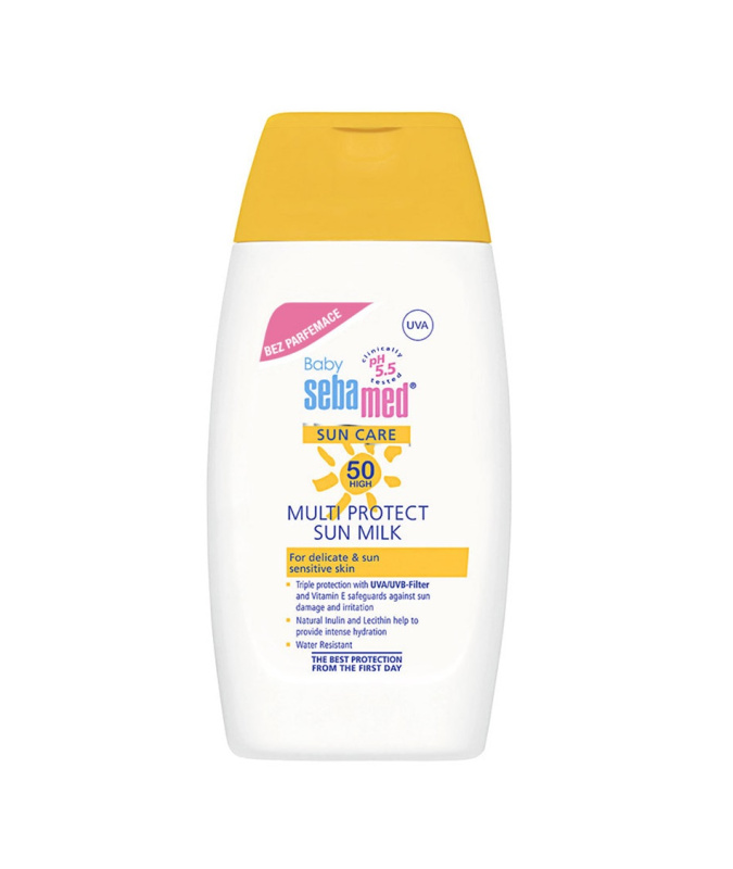 Sebamed Sun Care Baby Multi Protect Sun Milk ochranné opalovací mléko pro děti SPF 50+ bez parfemace 200 ml