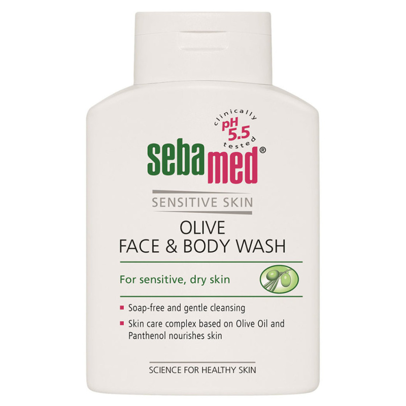 Sebamed Wash jemná mycí emulze na tělo a obličej s olivovým olejem 200 ml