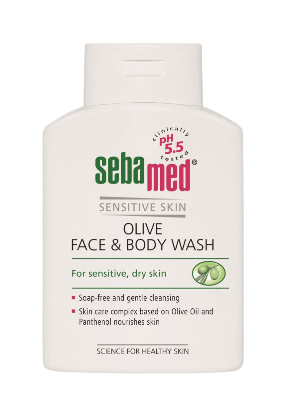 Sebamed Wash jemná mycí emulze na tělo a obličej s olivovým olejem 200 ml
