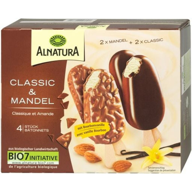 Alnatura BIO Vanilkové nanuky Classic & Mandle 4×110 ml