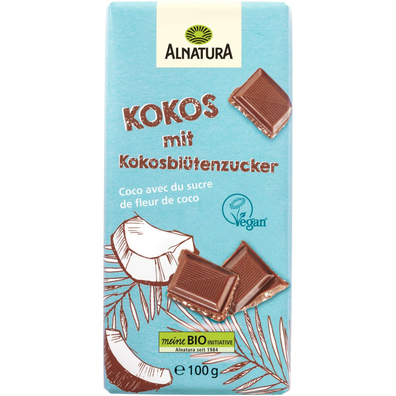 Alnatura BIO Veganská čokoláda s kokosovým cukrem a kousky kokosu