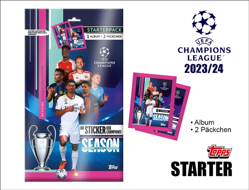 Topps UEFA Champions League 2023/2024 samolepky – startovací sada