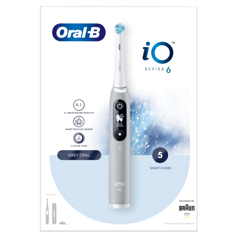 Oral B iO6 elektrický zubní kartáček s pouzdrem Grey Opal
