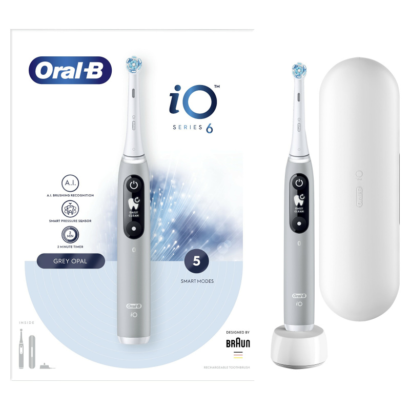 Oral B iO6 elektrický zubní kartáček s pouzdrem Grey Opal