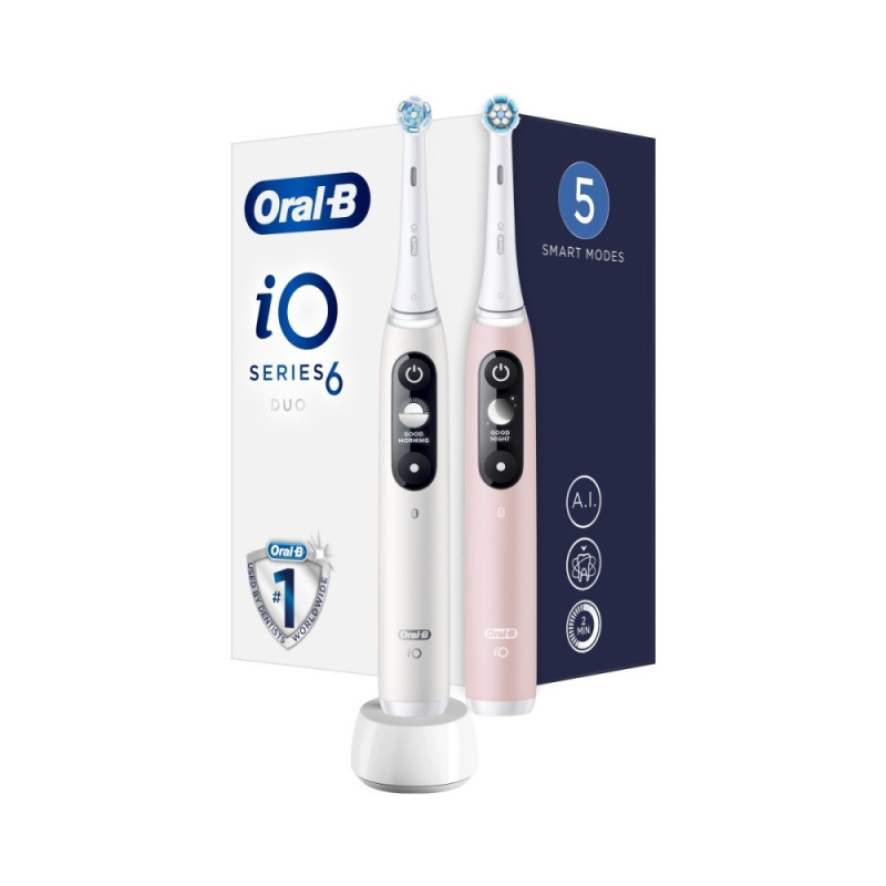 Oral B iO6 elektrický zubní kartáček DUO White & Pink Sand 2 ks