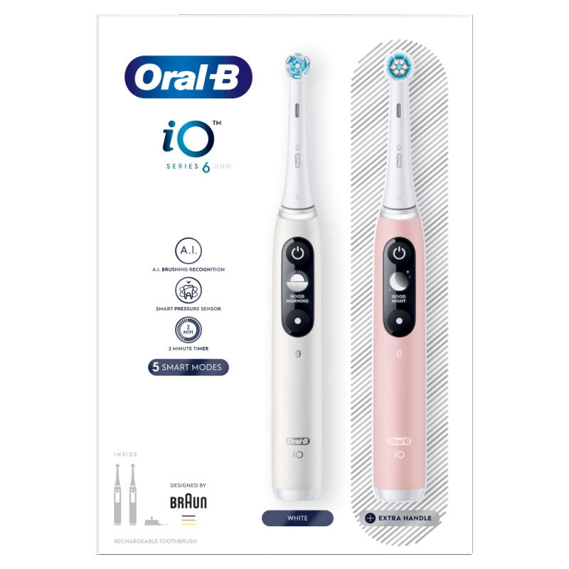 Oral B iO6 elektrický zubní kartáček DUO White & Pink Sand 2 ks