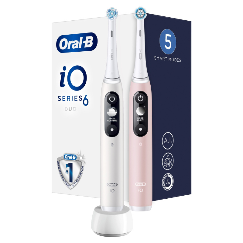 Oral B iO6 elektrický zubní kartáček DUO White & Pink Sand 2 ks