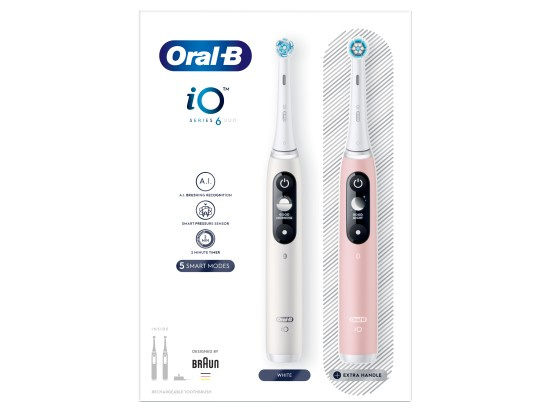 Oral B iO6 elektrický zubní kartáček DUO White & Pink Sand 2 ks