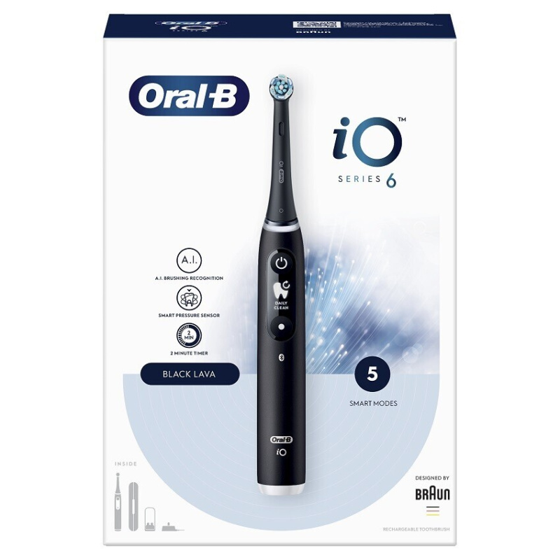 Oral B iO6 elektrický zubní kartáček s pouzdrem Black Onyx