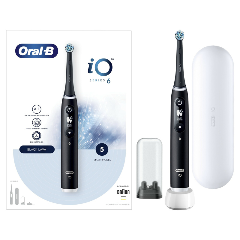 Oral B iO6 elektrický zubní kartáček s pouzdrem Black Onyx