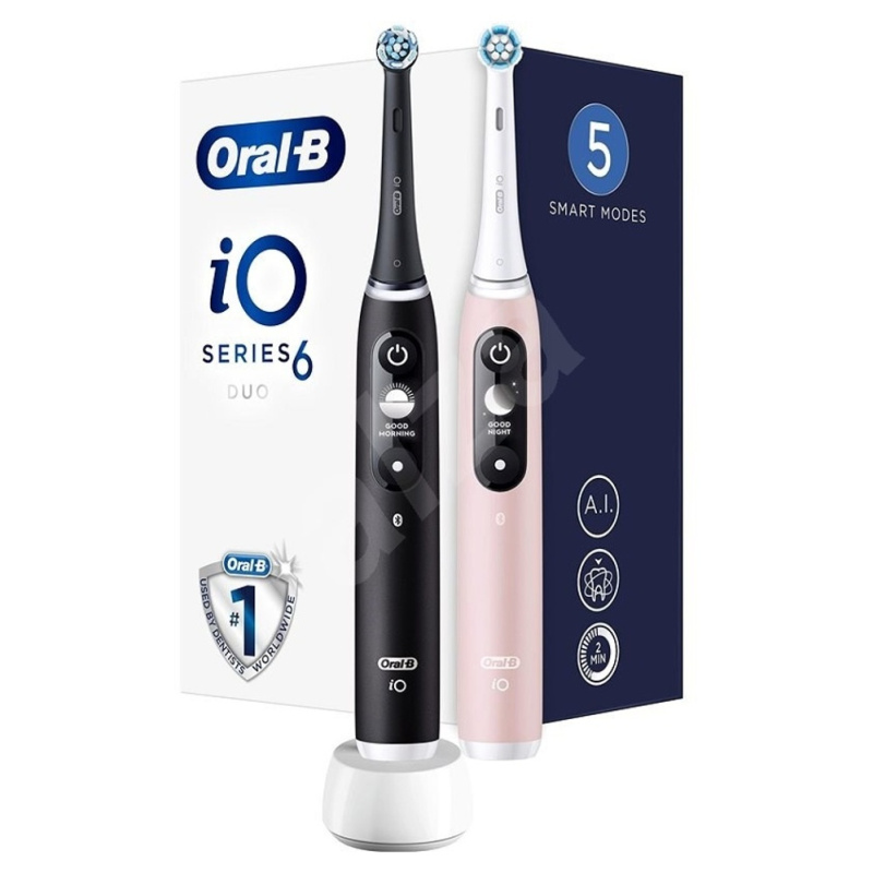 Oral B iO6 elektrický zubní kartáček DUO Black & Pink Sand 2 ks