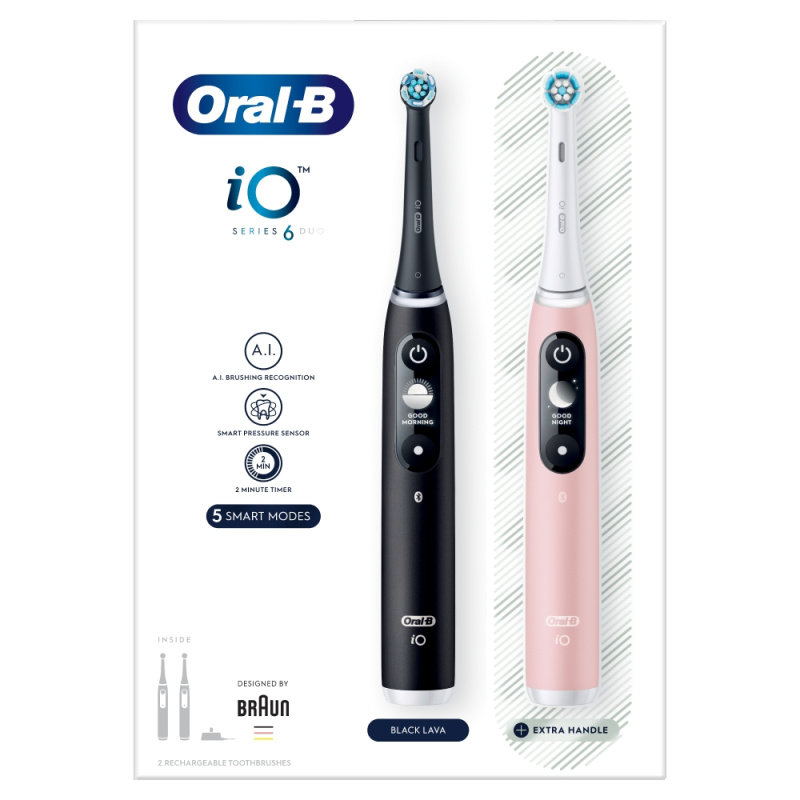 Oral B iO6 elektrický zubní kartáček DUO Black & Pink Sand 2 ks