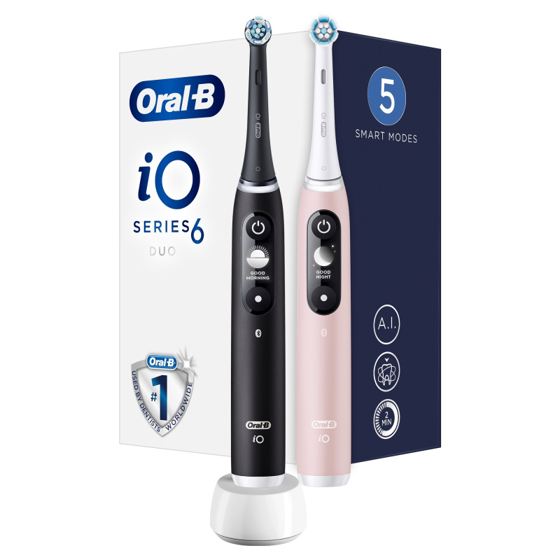 Oral B iO6 elektrický zubní kartáček DUO Black & Pink Sand 2 ks