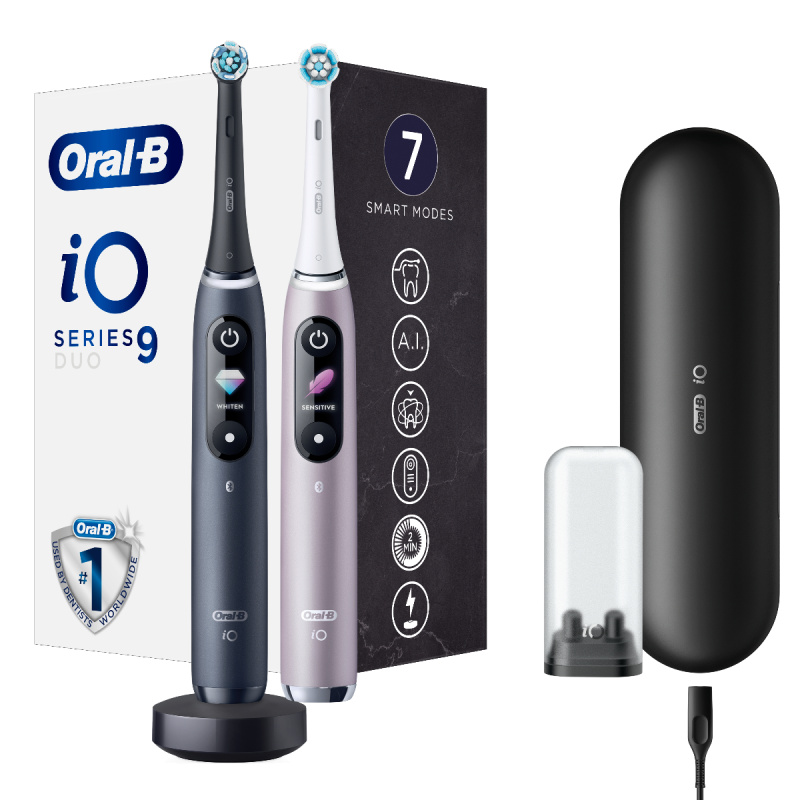 Oral B iO9 elektrický zubní kartáček DUO Black Onyx & Rose Quartz 2 ks