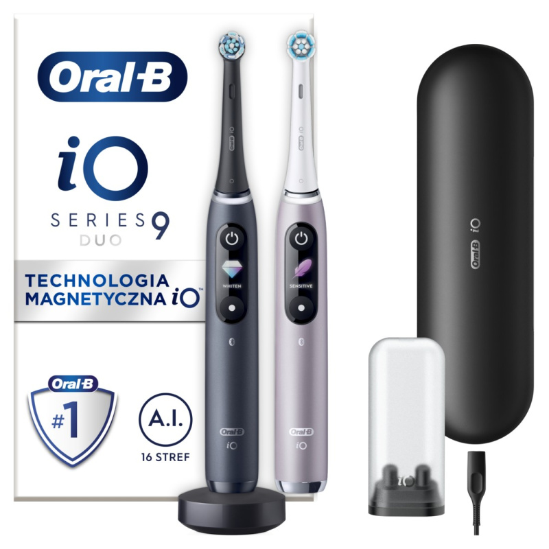 Oral B iO9 elektrický zubní kartáček DUO Black Onyx & Rose Quartz 2 ks