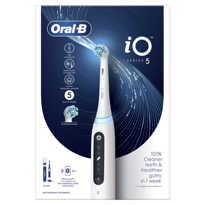 Oral B iO5 elektrický zubní kartáček s pouzdrem Quite White 1 ks