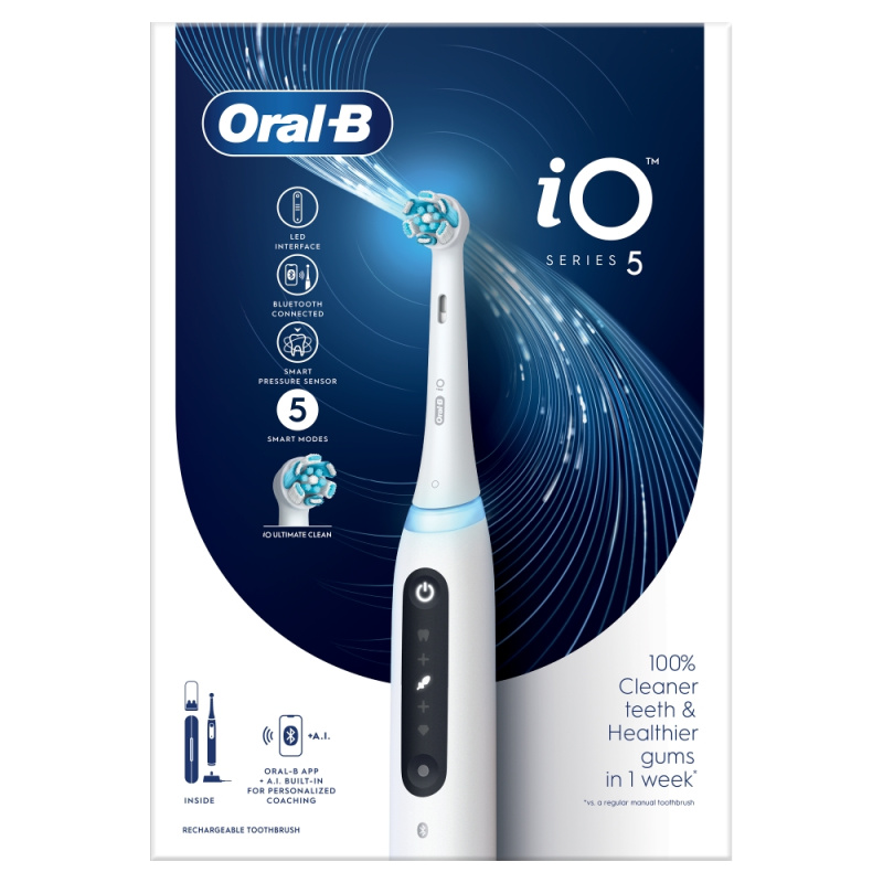 Oral B iO5 elektrický zubní kartáček s pouzdrem Quite White 1 ks