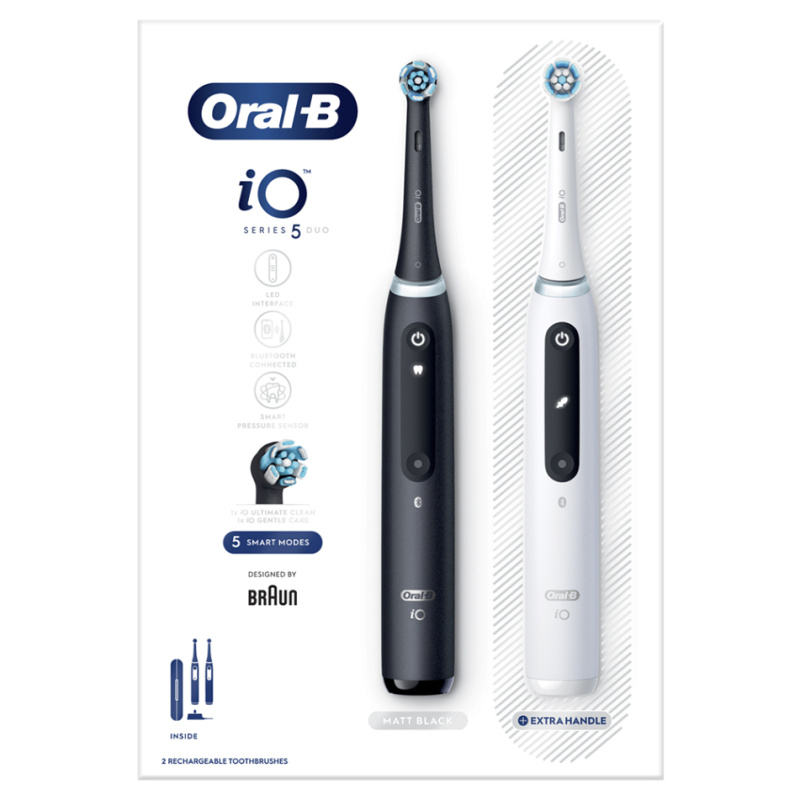 Oral B iO5 elektrický zubní kartáček s pouzdrem DUO Black & White 2 ks