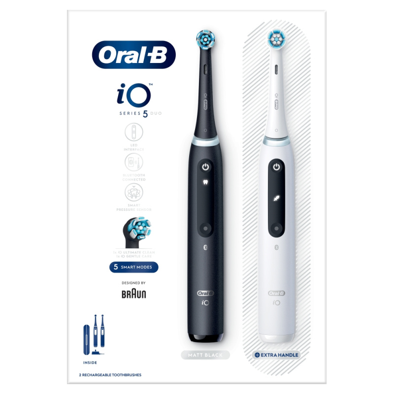 Oral B iO5 elektrický zubní kartáček s pouzdrem DUO Black & White 2 ks