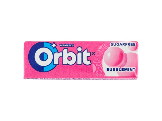 Wrigley's Orbit Bubblemint žvýkačka bez cukru s ovocnou a mátovou příchutí se sladidly 10 ks 14g