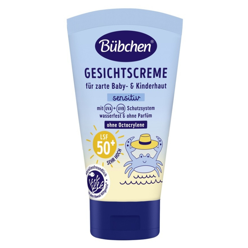 Bübchen Sensitive Sun Protection Face Cream SPF 50+ ochranný krém na obličej pro děti SPF 50+ 6 m+ 50 ml