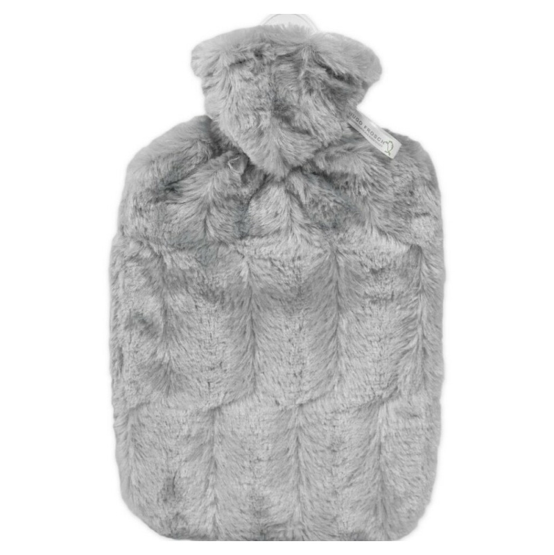 HUGO FROSCH Classic termofor s obalem z umělé kožešiny s podšívkou šedý 1,8 l