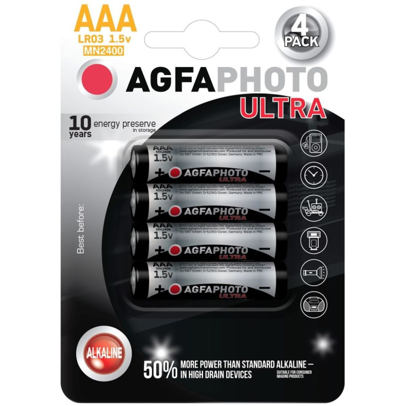 AgfaPhoto Ultra alkalická baterie LR03 AAA 4ks