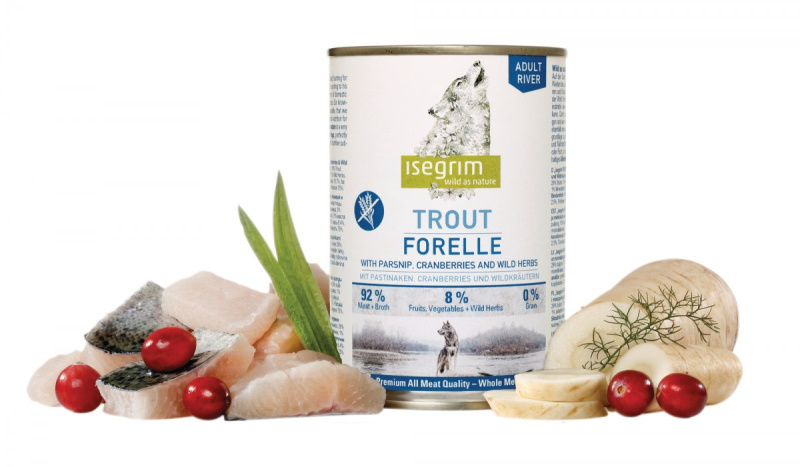 Isegrim ISEGRIM Adult River: Pstruh s pastinákem a brusinkami 800 g