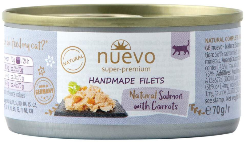 Nuevo kočka Handmade losos s mrkví konz. 70 g