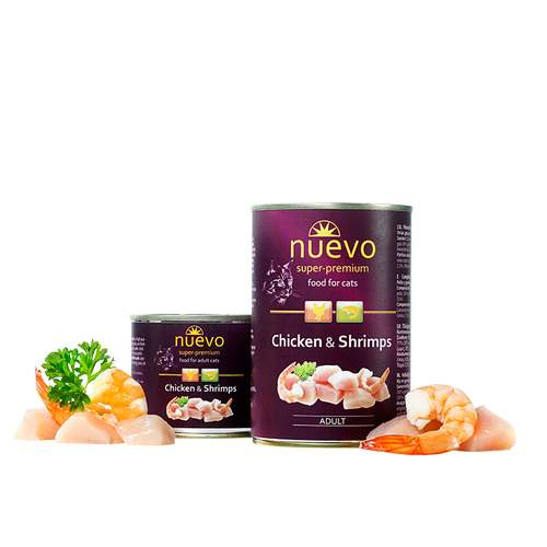 Nuevo kočka adult Kuře a krevety konz. 400 g